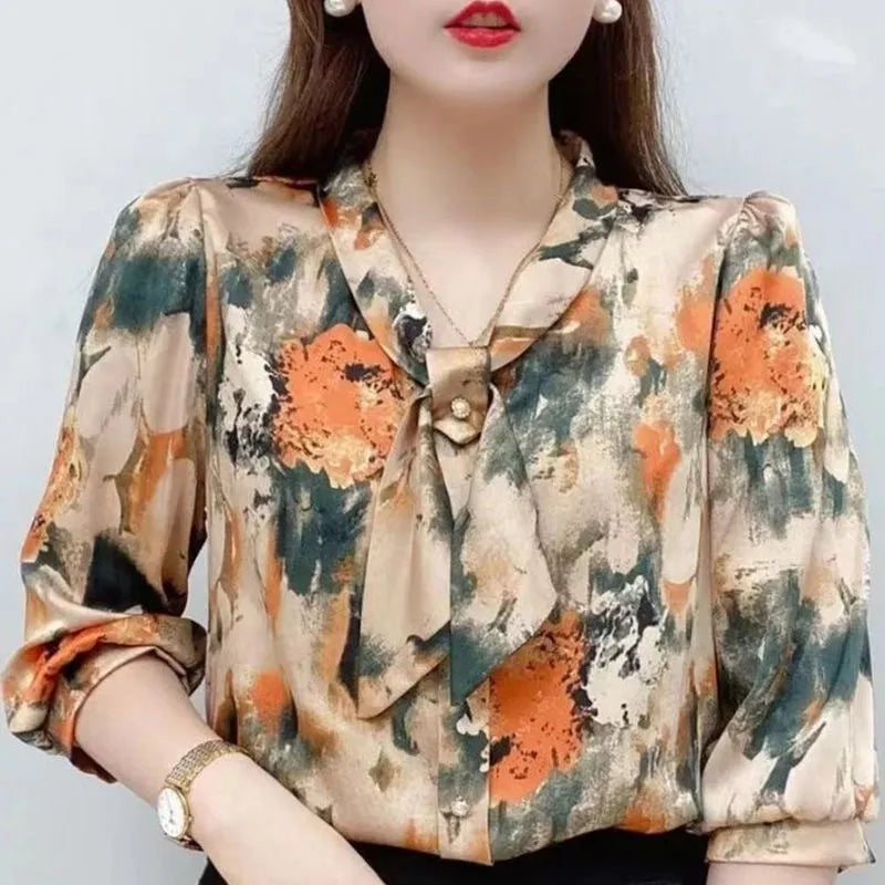 Chiffon Bow Tie Collar Blouses