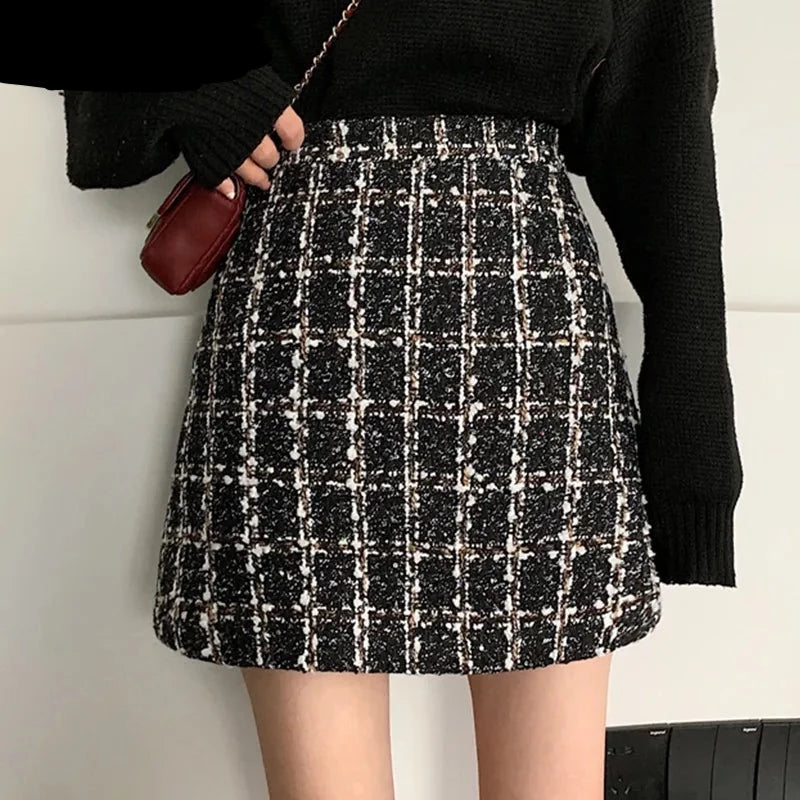 Winter Plaid Wool glittery Skirt