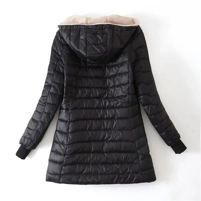 Mid-Length Hooded Cotton Jacket