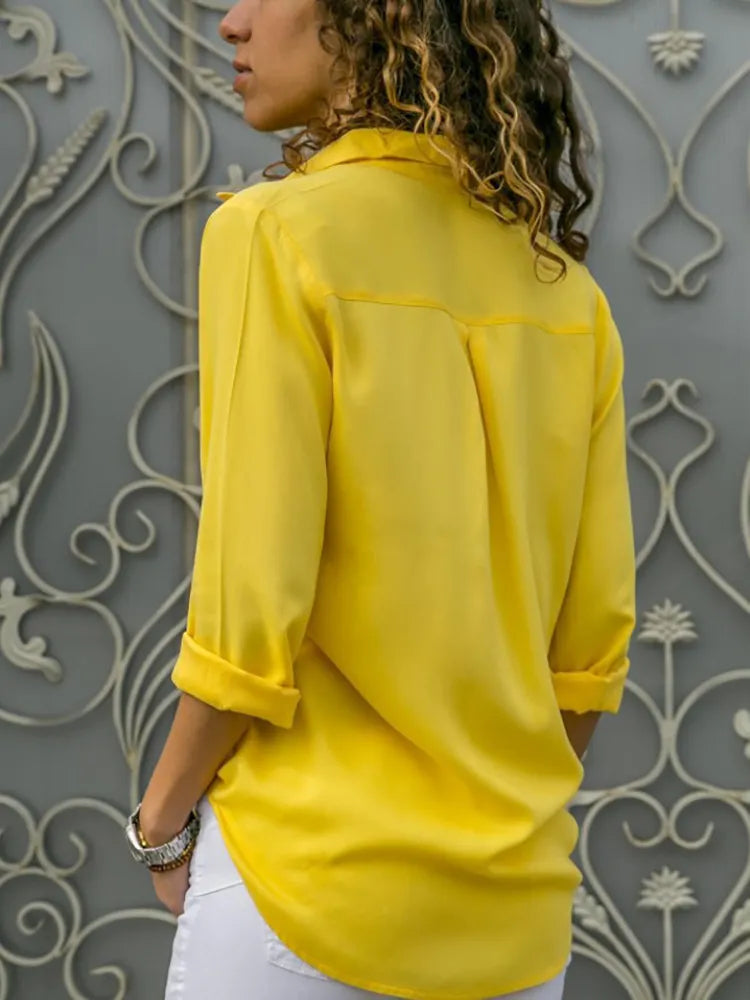 Elegant Solid Chiffon Blouse