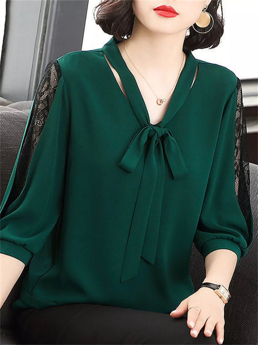 Casual Stylish Bow Tie Collar Blouses