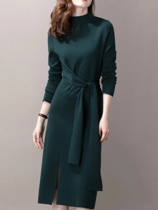 High Collar Knitted Dress