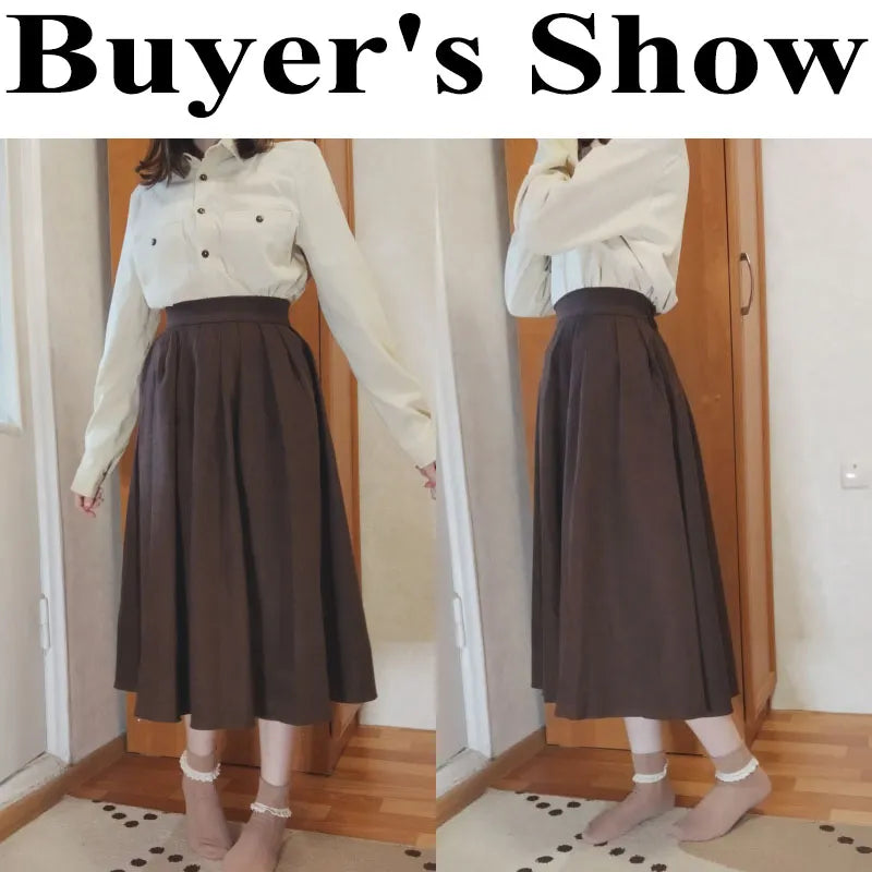 Vintage High Waist Pleated Skirt