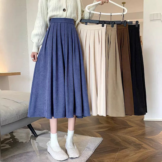 Vintage High Waist Pleated Skirt