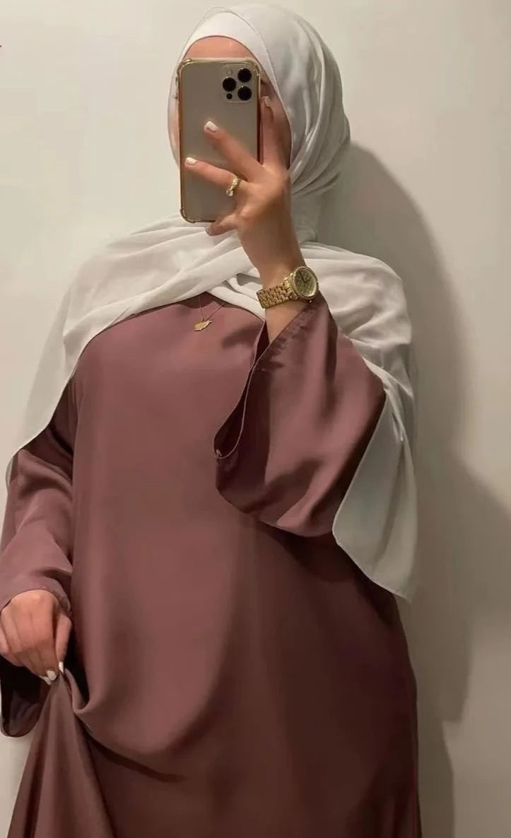 Modest Satin Sliky  Abaya