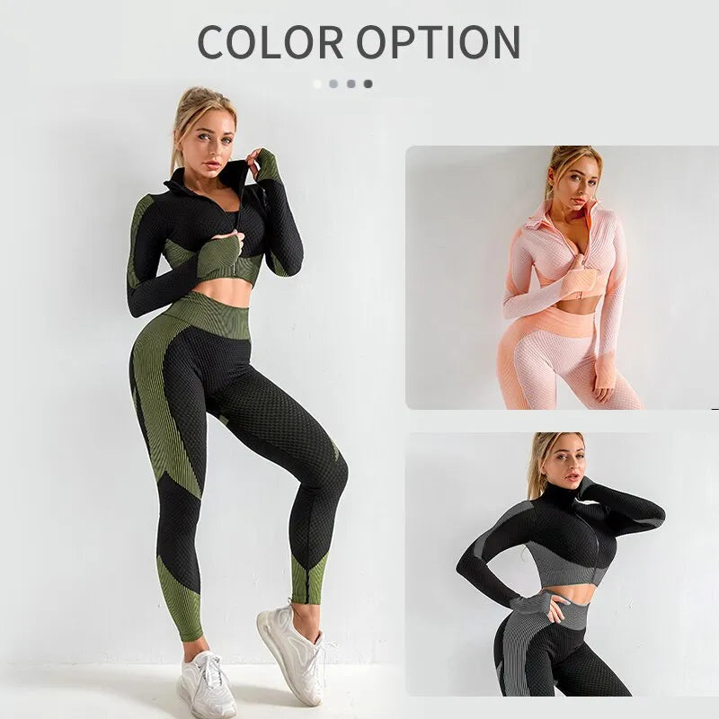 Women 2/3pcs Seamless Workout Outfits Sets