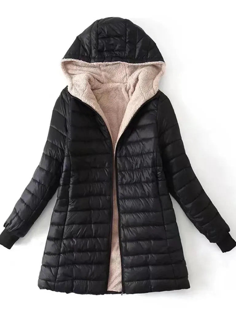 Mid-Length Hooded Cotton Jacket