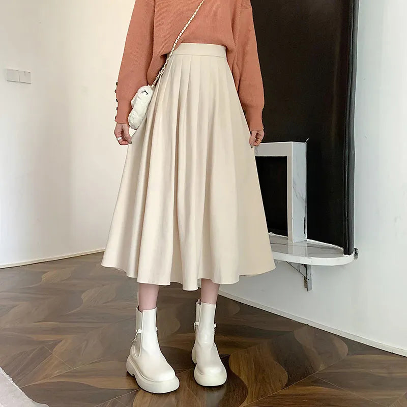 Vintage High Waist Pleated Skirt