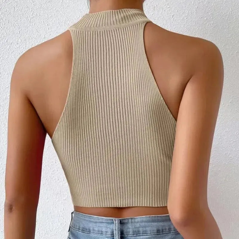 Knitted Sleeveless Crop top