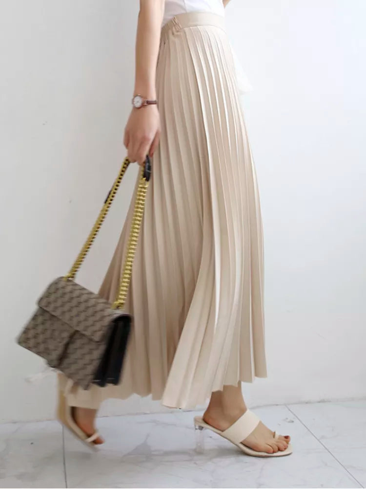 Spring Autumn Elegant Pleated High Waist skirt