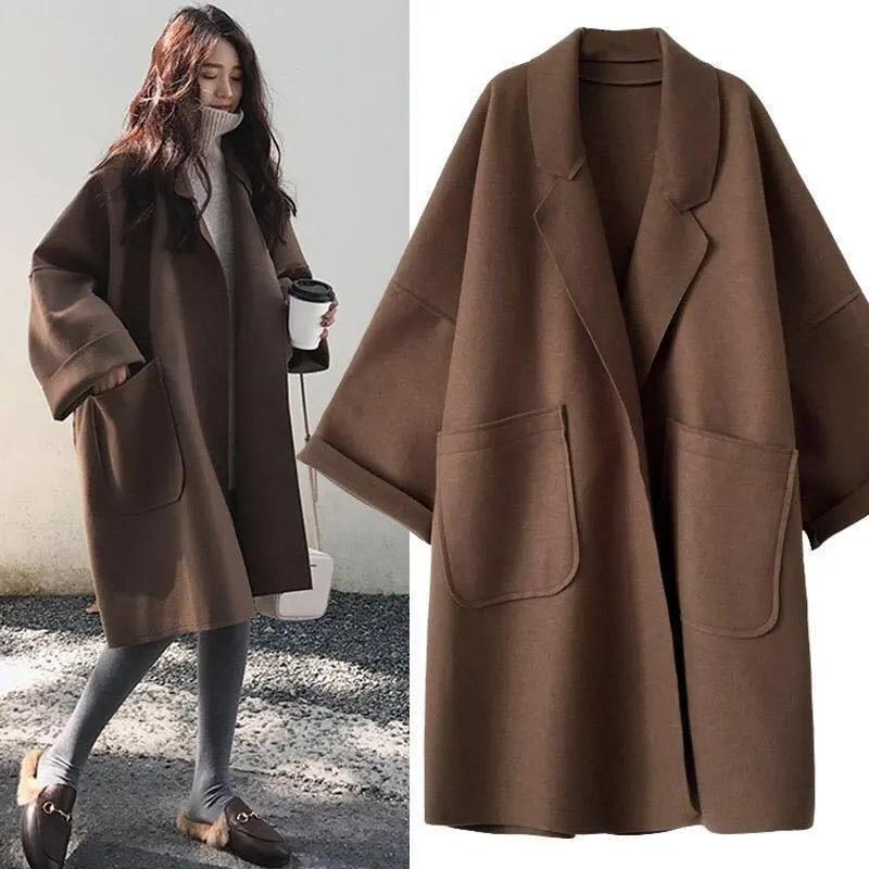 Elegant Woolen Trench Jacket