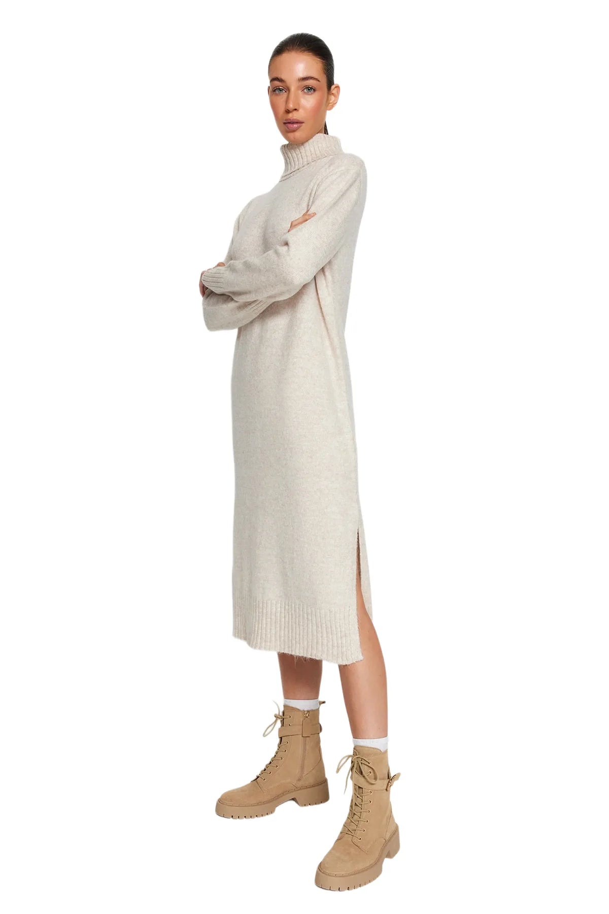 Trendy Straight Midi Long Sleeve Casual Oversize Dress