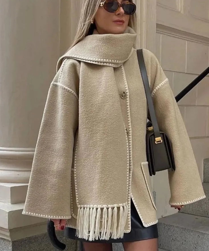 Elegant Tassel Scarf Coat