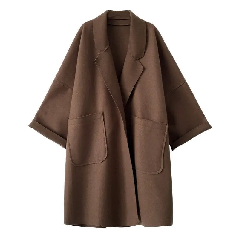 Elegant Woolen Trench Jacket