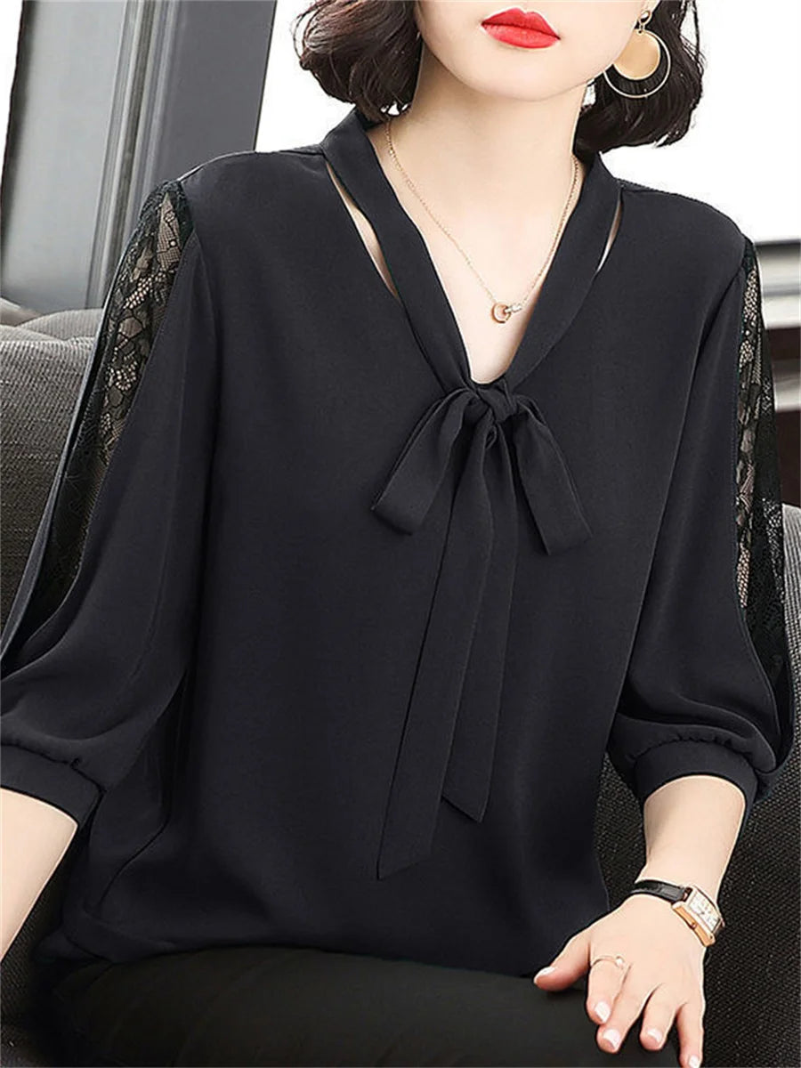 Casual Stylish Bow Tie Collar Blouses