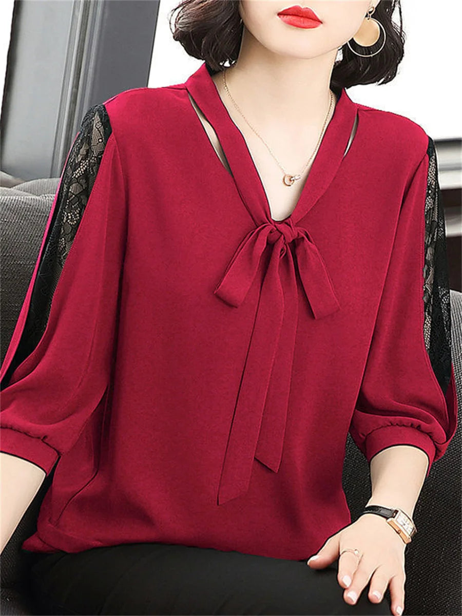 Casual Stylish Bow Tie Collar Blouses