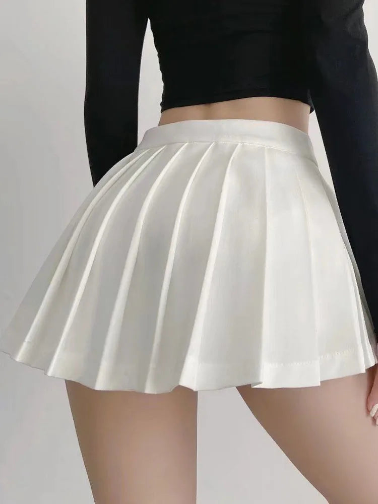 Pleated Skirts High Waist Vintage Mini Skirts