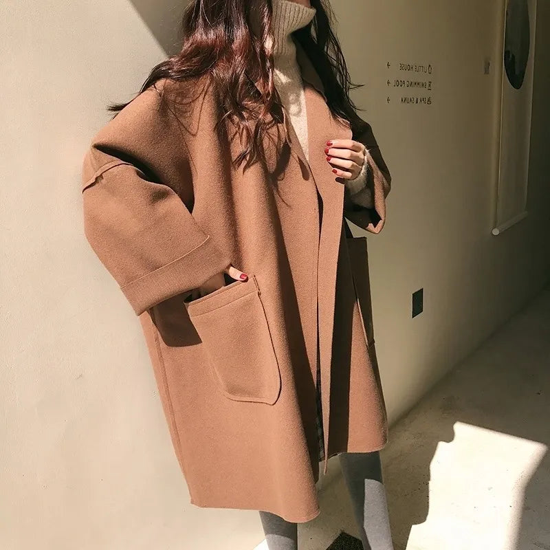 Elegant Woolen Trench Jacket