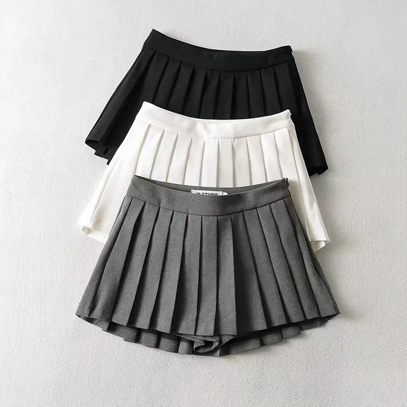 Pleated Skirts High Waist Vintage Mini Skirts